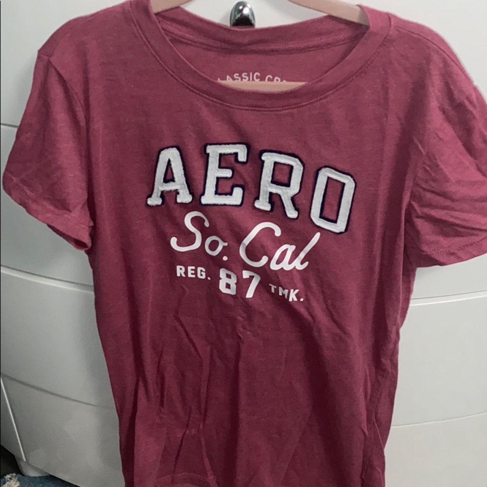 dark pink short sleeve shirt